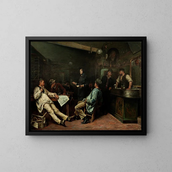 L'Armée du Salut, Mademoiselle Booth che visita una taverna a Parigi - Gustaf Cederström — quadro incorniciato alla parete