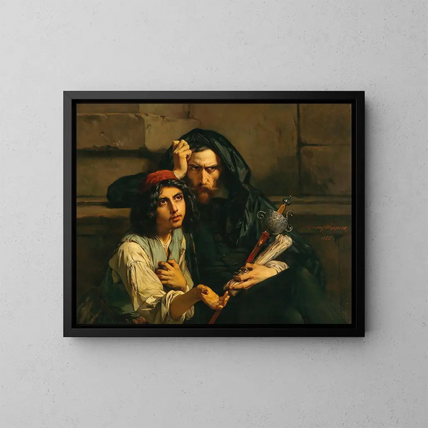 Ritratto di Lus de Cames e del suo capo - Gustaf Wappers — quadro incorniciato alla parete
