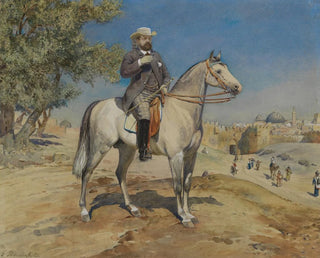 Gustav Bauernfeind - A horseman by a Jerusalem Gate (Case Conflict).webp