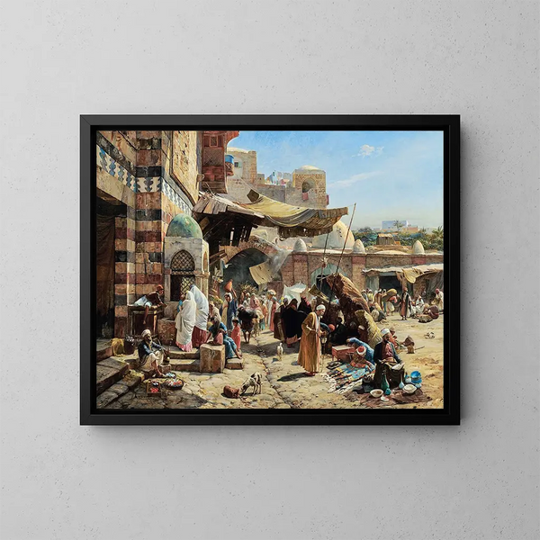 Mercato a Jaffa - Gustav Bauernfeind — quadro incorniciato alla parete