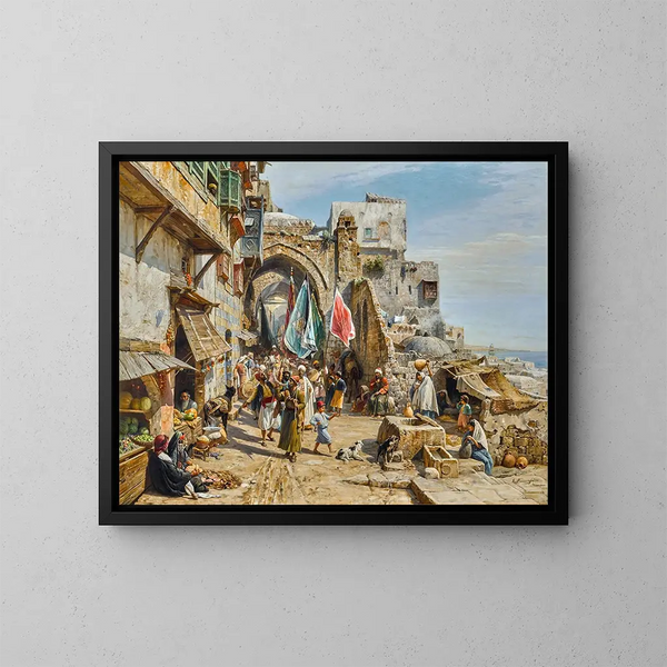 Processione a Jaffa - Gustav Bauernfeind — quadro incorniciato alla parete