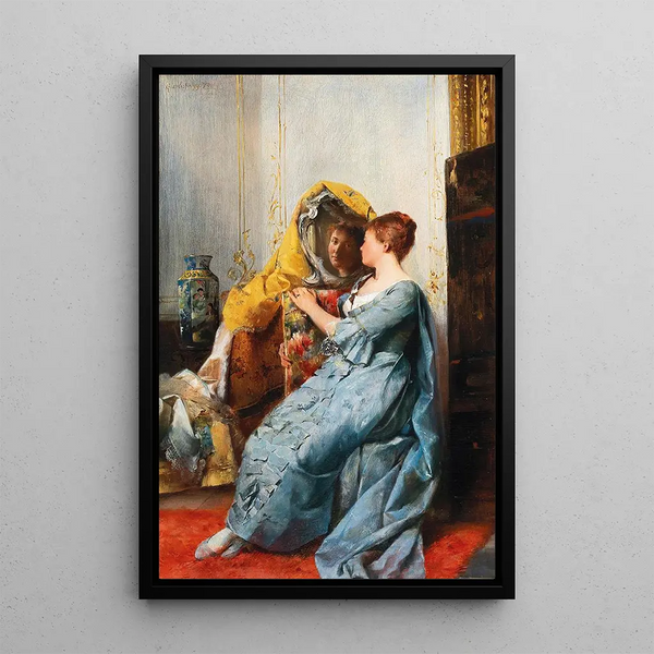 Dame dans le boudoir - Gustav Holweg-Glantschnigg — quadro incorniciato alla parete