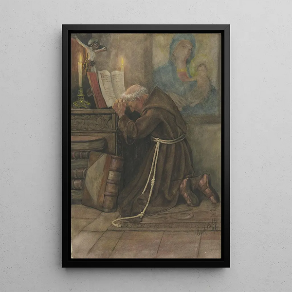 Moine in preghiera - Gustav Kilb — quadro incorniciato alla parete