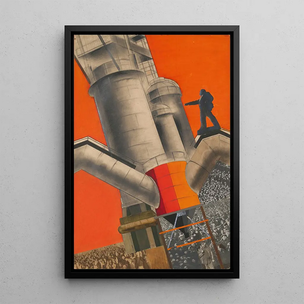 Lenin e la ricostruzione socialista - Gustav Klutsis — quadro incorniciato alla parete