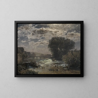 Gustav Schnleber - Mondnacht am Enzwehr bei Besigheim.webp