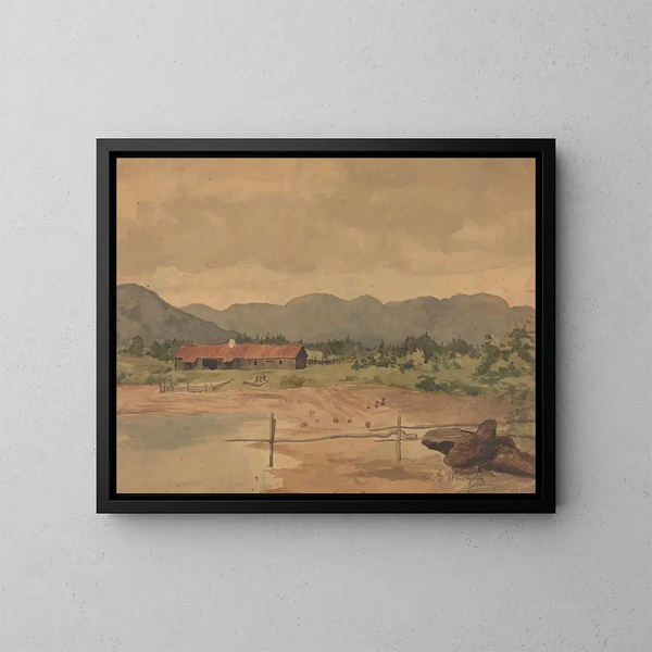 Paesaggio con un fienile - Gustav Wentzel — quadro incorniciato alla parete