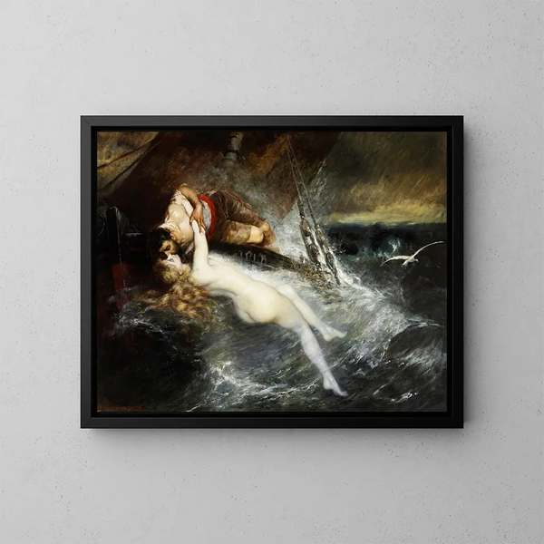 Il Bacio della Sirena - Gustav Wertheimer — quadro incorniciato alla parete