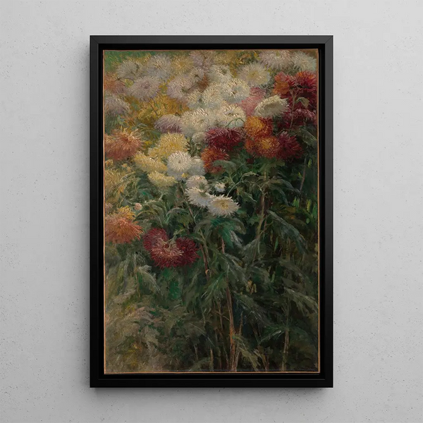 Chrysanthèmes dans le jardin à Petit-Gennevilliers - Gustave Caillebotte — quadro incorniciato alla parete
