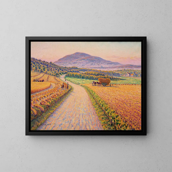 Paesaggio con covoni di fieno - Gustave Cariot — quadro incorniciato alla parete