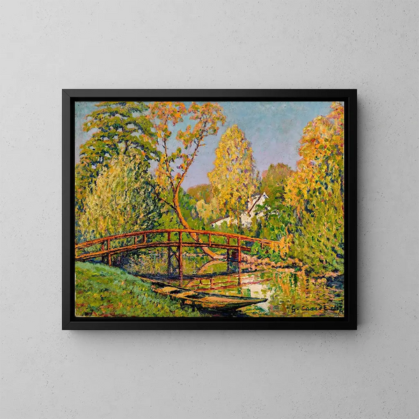 Prigny, ponte sull'Yerres - Gustave Cariot — quadro incorniciato alla parete