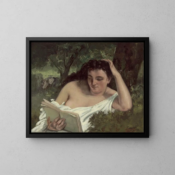Una giovane donna che legge - Gustave Courbet — quadro incorniciato alla parete