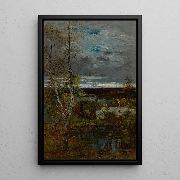 Cerf à la mare - Gustave Courbet — quadro incorniciato alla parete