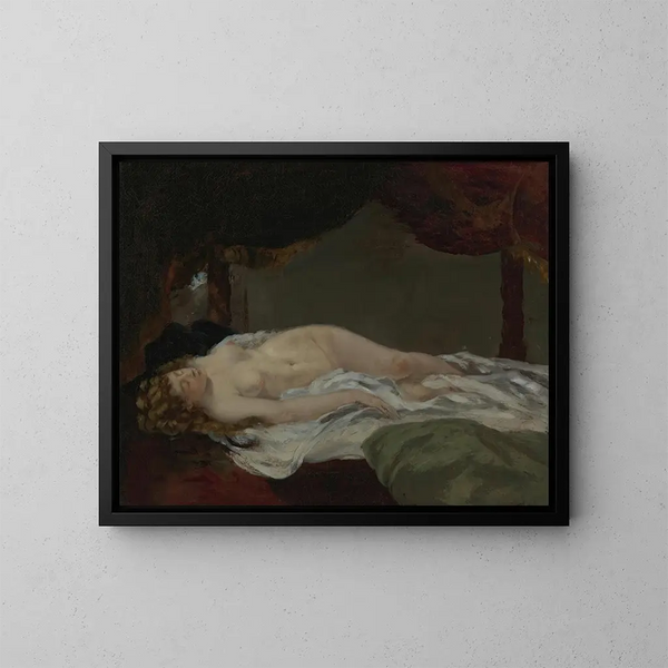 Donna addormentata - Gustave Courbet — quadro incorniciato alla parete