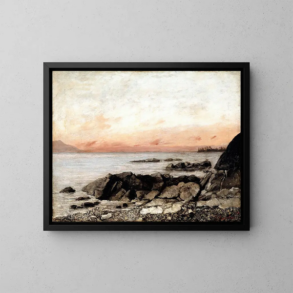 Tramonto a Vevey, Svizzera - Gustave Courbet — quadro incorniciato alla parete