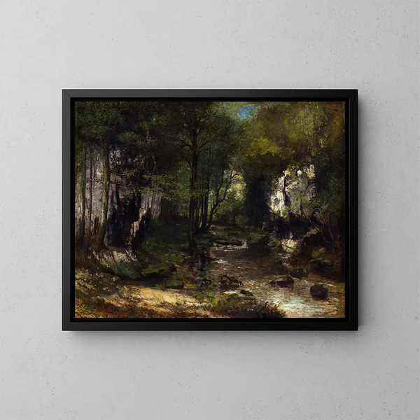 Il ruscello del Puits Noir, valle della Loue - Gustave Courbet — quadro incorniciato alla parete