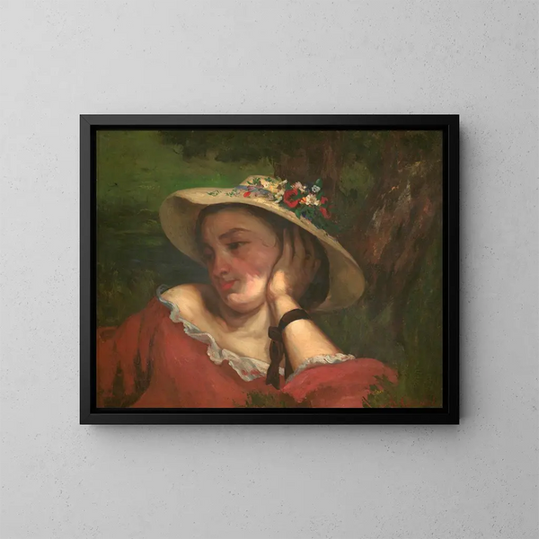 Giovani ragazze sulla riva della Senna, frammento di un dipinto - Gustave Courbet — quadro incorniciato alla parete