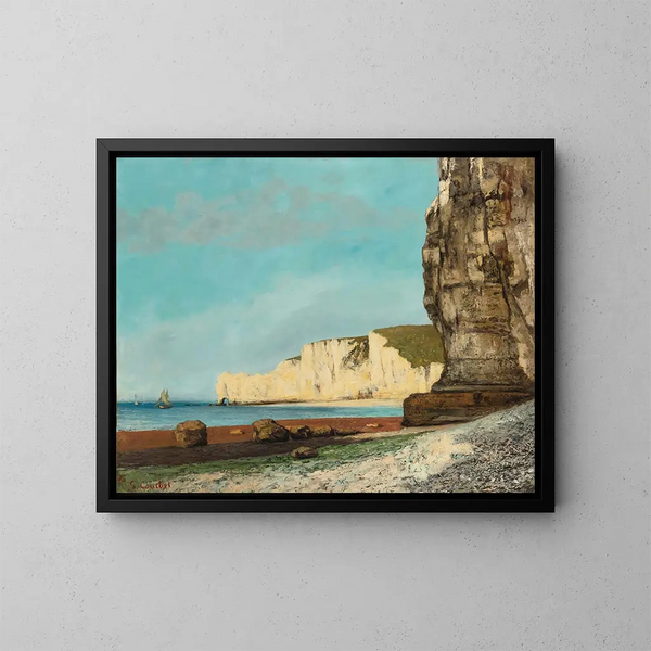 Le scogliere di Étretat - Gustave Courbet — quadro incorniciato alla parete