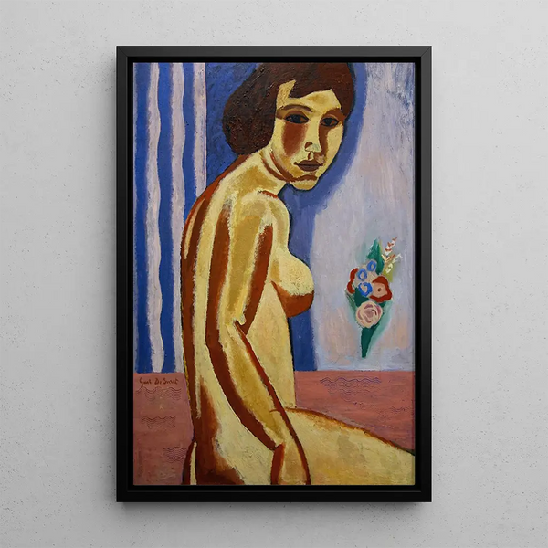 Femme nue avec bouquet de fleurs - Gustave De Smet — quadro incorniciato alla parete