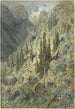 Una valle alpina con alberi e rocce - Gustave Doré — vista dell’opera