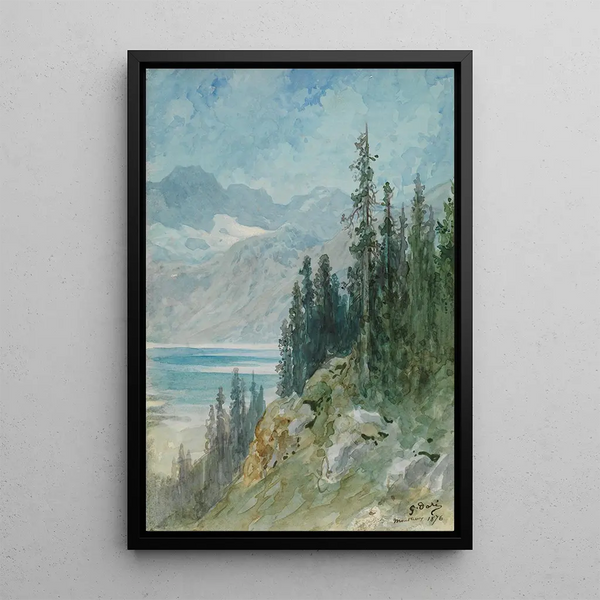 Vue sur il lago di Ginevra vicino a Montreux - Gustave Doré — quadro incorniciato alla parete