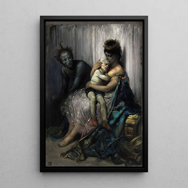 La famiglia del saltimbanco l'infante ferito - Gustave Doré — quadro incorniciato alla parete