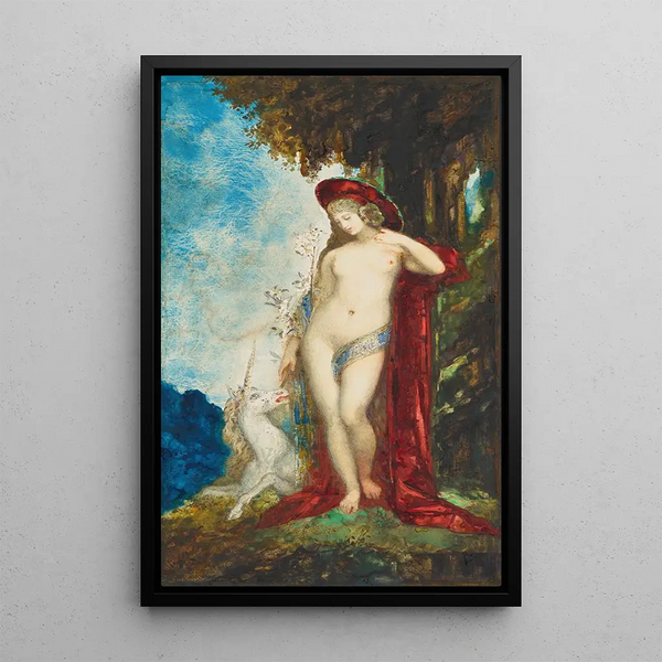 Femme et licorne - Gustave Moreau — quadro incorniciato alla parete
