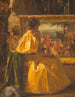 Visita allo studio dell’artista – Gustave Vanaise — donna in abito giallo che contempla un dipinto
