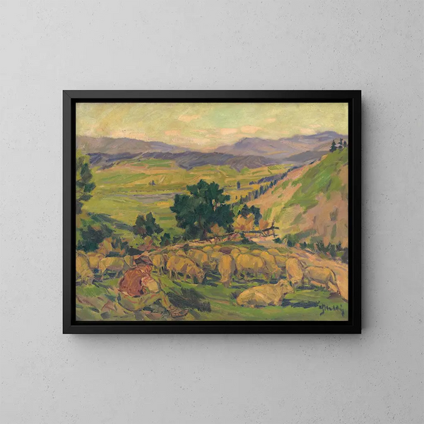 Paesaggio con pecore - Gustav Mahler — quadro incorniciato alla parete
