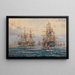 L'imperatore Francesco Giuseppe I a bordo della nave casamatta Archiduc Albrecht - György Greguss — quadro incorniciato alla parete