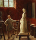 HW Bissen che contempla la sua statua di Johanne Louise Heiberg - Edvard Bentzen — vista dell’opera