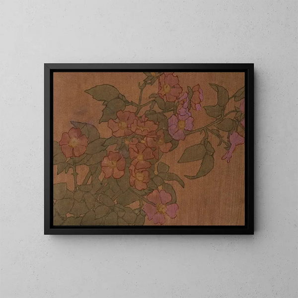 Roses roses su sfondo terracotta - Hannah Borger Overbeck — quadro incorniciato alla parete
