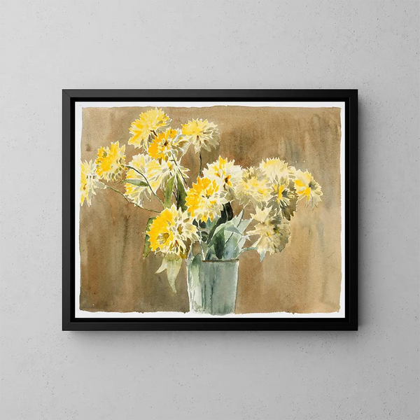 Vaso con fiori gialli - Hannah Borger Overbeck — quadro incorniciato alla parete