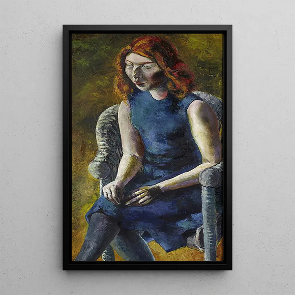 Giovane donna in una sedia a dondolo in vimini - Hanns Ludwig Katz — quadro incorniciato alla parete