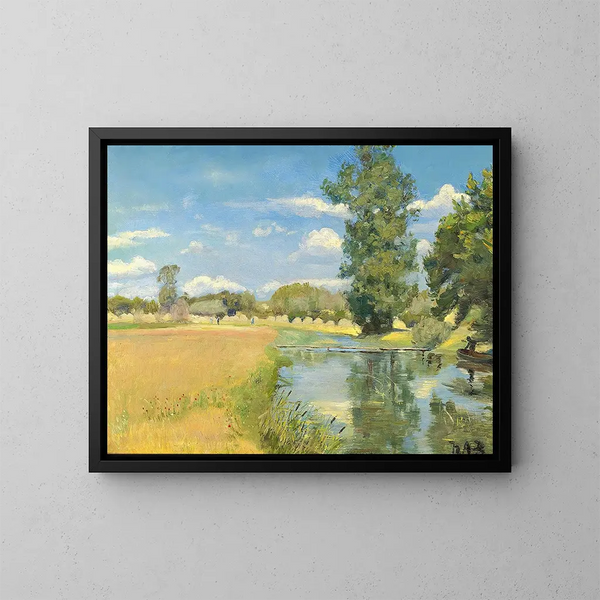 Flusso attraverso un paesaggio estivo - Hans Andersen Brendekilde — quadro incorniciato alla parete