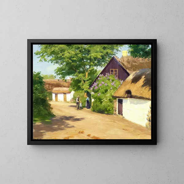 Giorno d'estate nel villaggio - Hans Andersen Brendekilde — quadro incorniciato alla parete