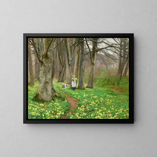 Hans Andersen Brendekilde - To piger plukker blomster i forrsskov.webp
