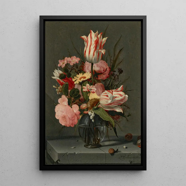Fleurs dans un vase en verre sur un rebord - Hans Bollongier — quadro incorniciato alla parete