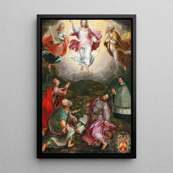 La Trasfigurazione di Cristo sul monte Tabor con i profeti Elia e Mosè, i santi Giovanni, Pietro e Giacomo, e il donatore Jacob Rassler - Hans Caspar Memberger — quadro incorniciato alla parete