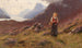 Una ragazza che lavora a maglia in un paesaggio norvegese - Hans Dahl — vista dell’opera