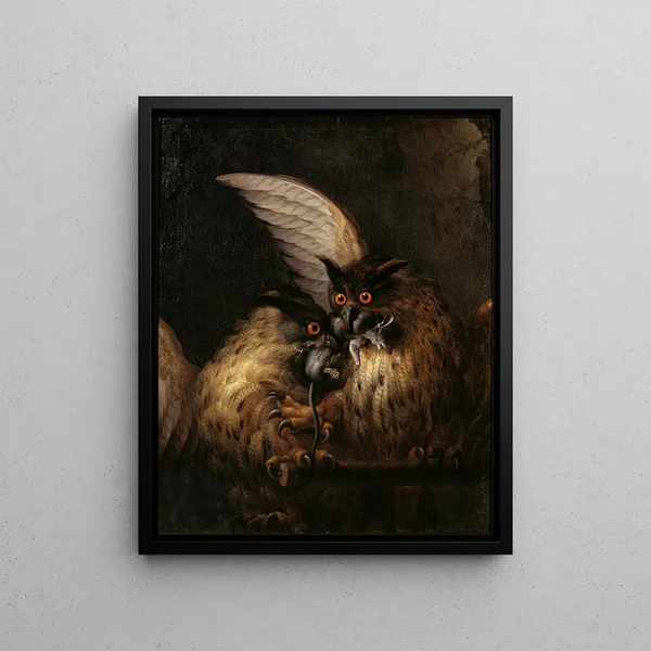 Hans Georg Mller - Two Owls Fighting over a Rat.webp