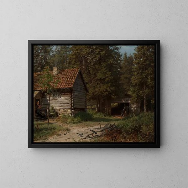 Cottage en forêt - Hans Gude — quadro incorniciato alla parete