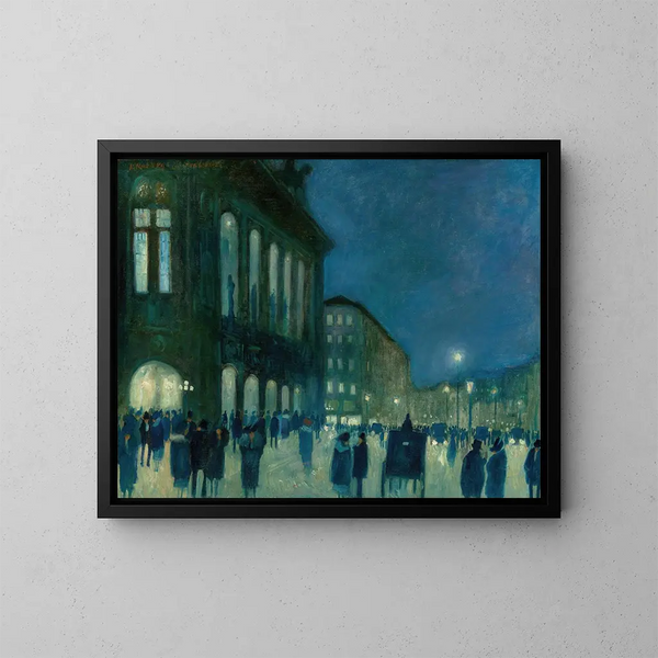 Vista dell'Opera di Stato di Vienna di notte - Hans Ruzicka-Lautenschlaeger — quadro incorniciato alla parete