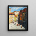 Motivo di città mediterranea con una viuzza animata - Hans Ruzicka-Lautenschläger — quadro incorniciato alla parete