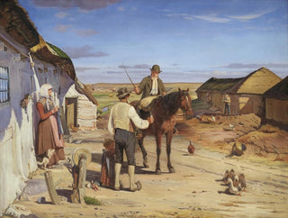 Hans Smidth - A Stranger Asking his Way at a Farm on the Moors.webp