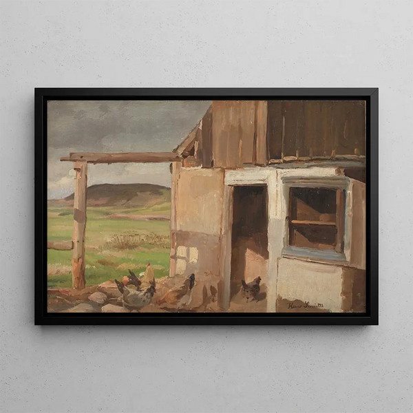 Maison con cortile di galline - Hans Smidth — quadro incorniciato alla parete
