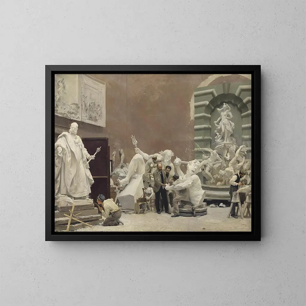 Il scultore Rudolf Weyr nel suo studio - Hans Temple — quadro incorniciato alla parete