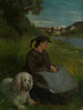 Agathe con un cane bianco - Hans Thoma — vista dell’opera