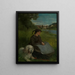 Agathe con un cane bianco - Hans Thoma — quadro incorniciato alla parete