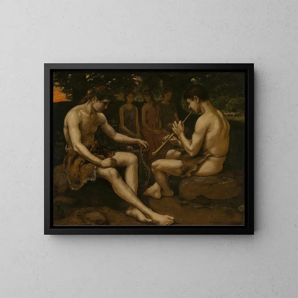 Apollo e Marsia - Hans Thoma — quadro incorniciato alla parete