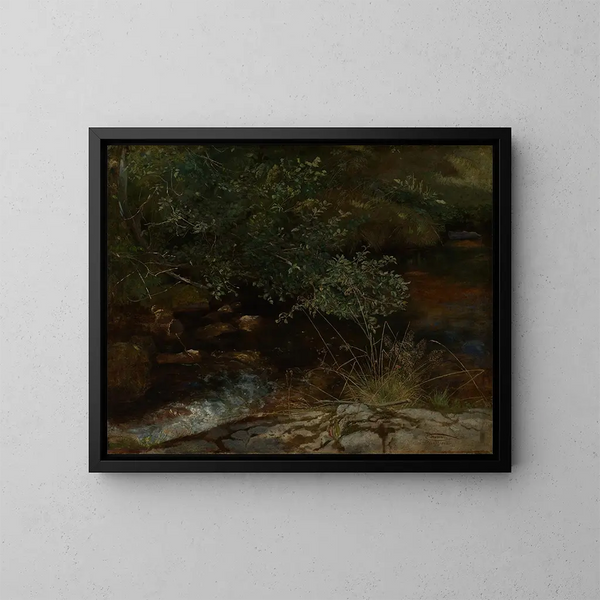 Bordo di Bach con alberi e erbe - Hans Thoma — quadro incorniciato alla parete